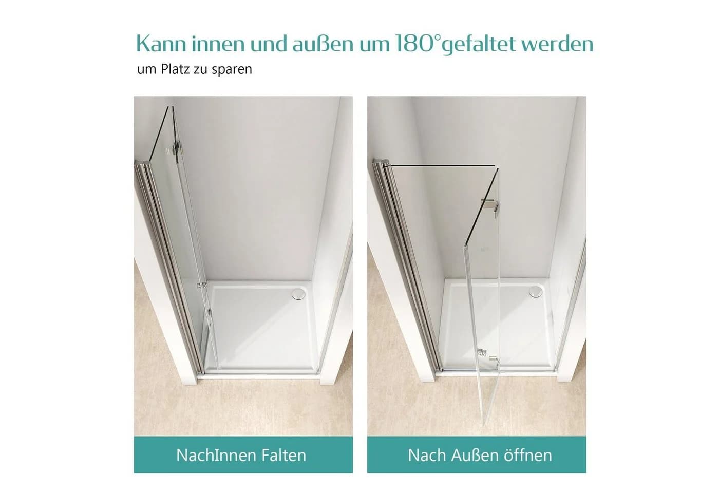 EMKE Dusch-Falttür Rahmenlos 6 mm Sicherheitsglas - Bild 5