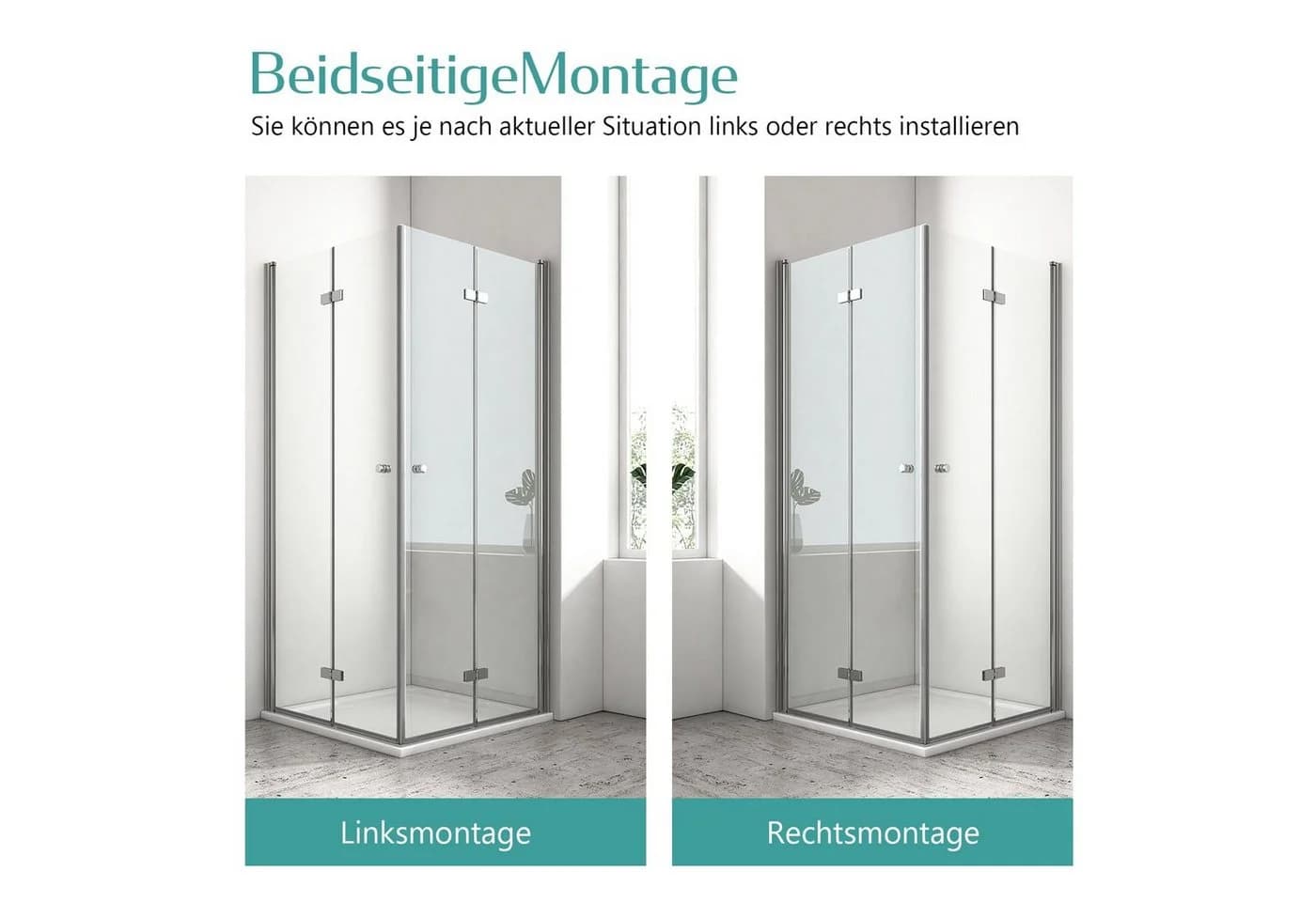 EMKE Eckdusche Faltbare Duschkabine mit Falttür und Eckeinstieg - Bild 5