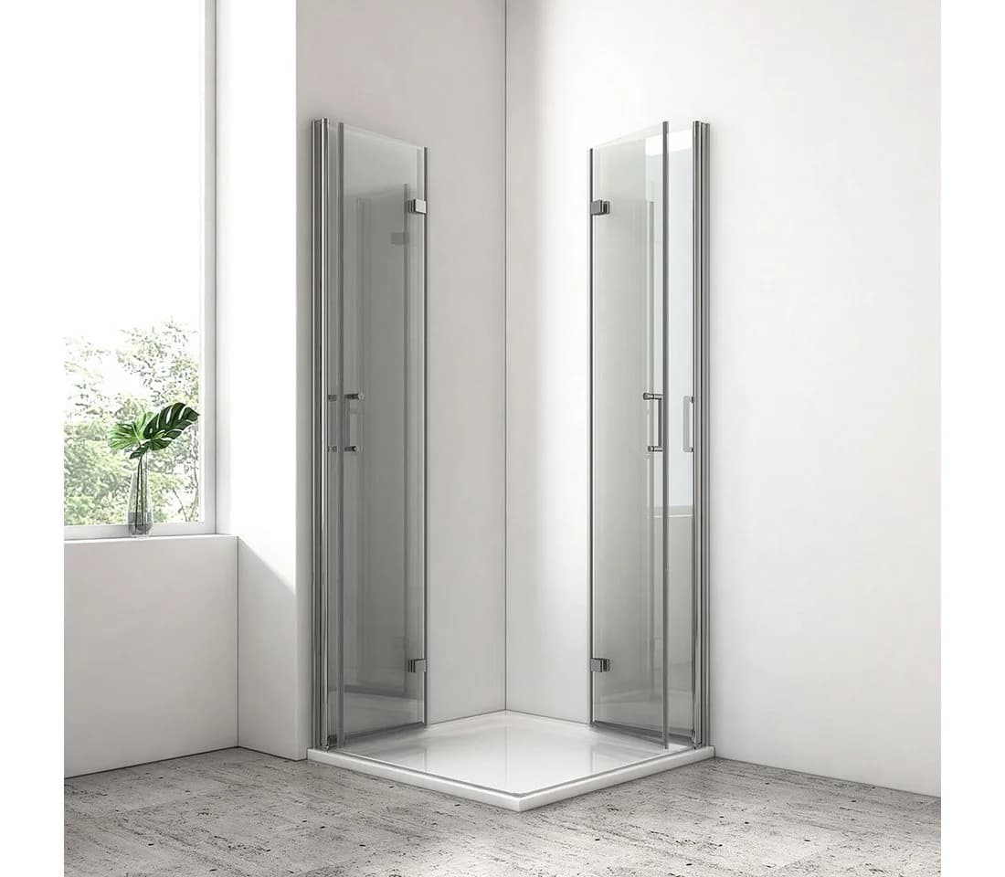 EMKE Eckdusche Duschkabine Eckeinstieg mit Hebe-Senk-Mechanismus Falttür, H:195cm Set, BxT: 75x75 cm, Sicherheitsglas - Bild 3