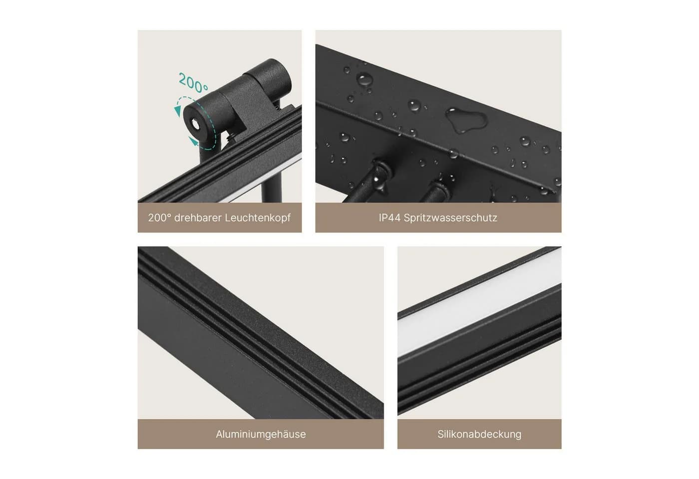 EMKE LED Spiegelleuchte Wandleuchte 40cm drehbar Badezimmer Kaltweiß Neutralweiß - Bild 4