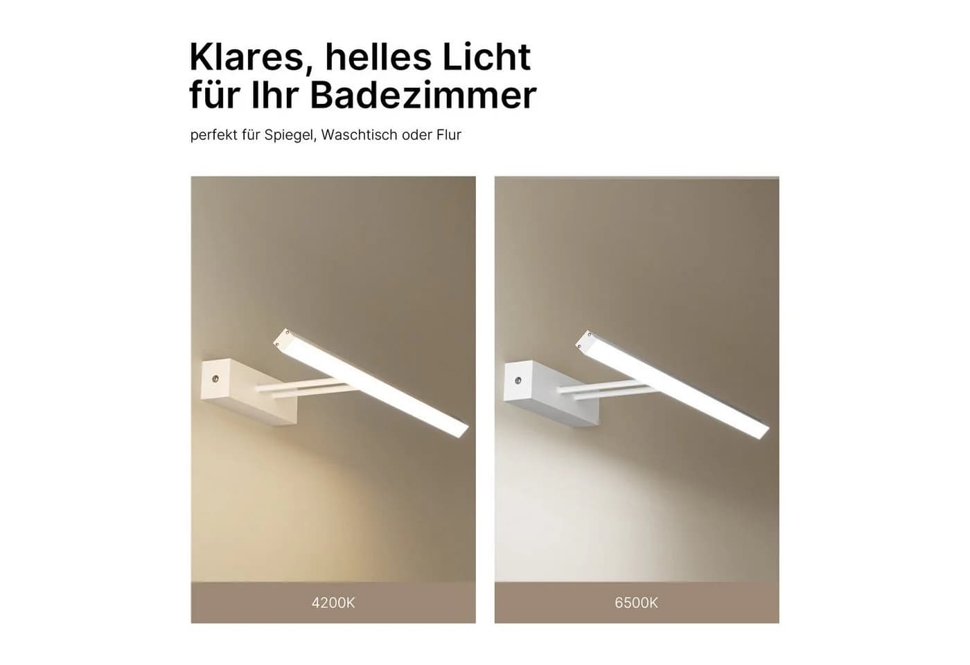EMKE LED Spiegelleuchte Wandleuchte 40cm drehbar Badezimmer Kaltweiß Neutralweiß - Bild 3