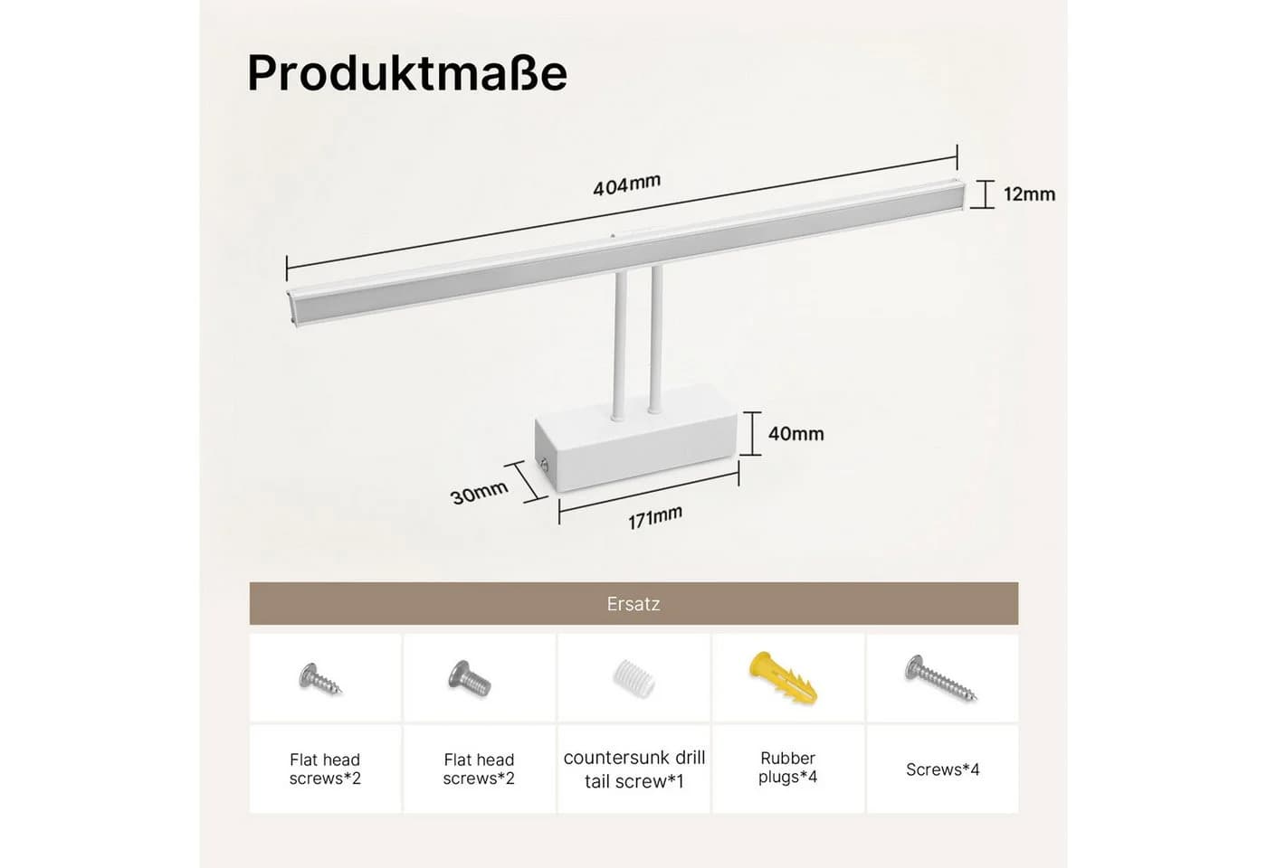 EMKE LED Spiegelleuchte Wandleuchte 40cm drehbar Badezimmer Kaltweiß Neutralweiß - Bild 5