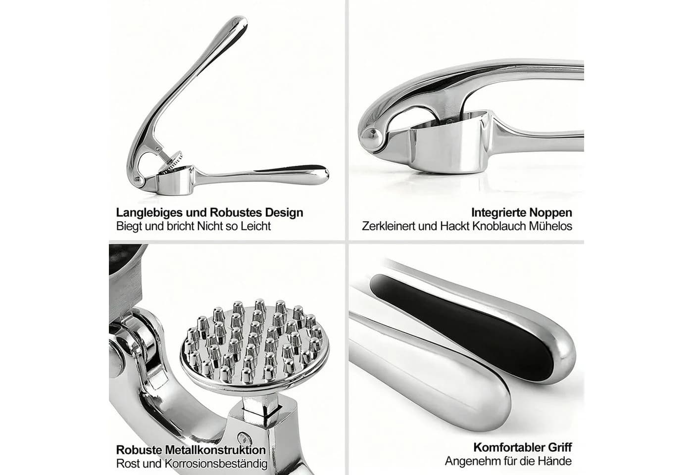 HUGERSTONE Manuelle Knoblauchpresse Edelstahl Ergonomisch - Bild 5