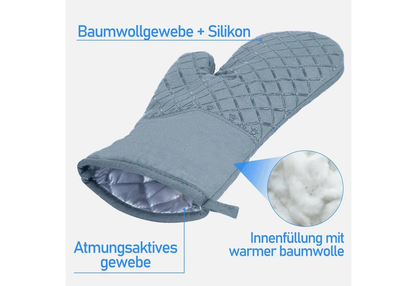 HUGERSTONE Ofenhandschuhe Topflappen Set 4-tlg. Hitzebeständig bis 260°C - Bild 3