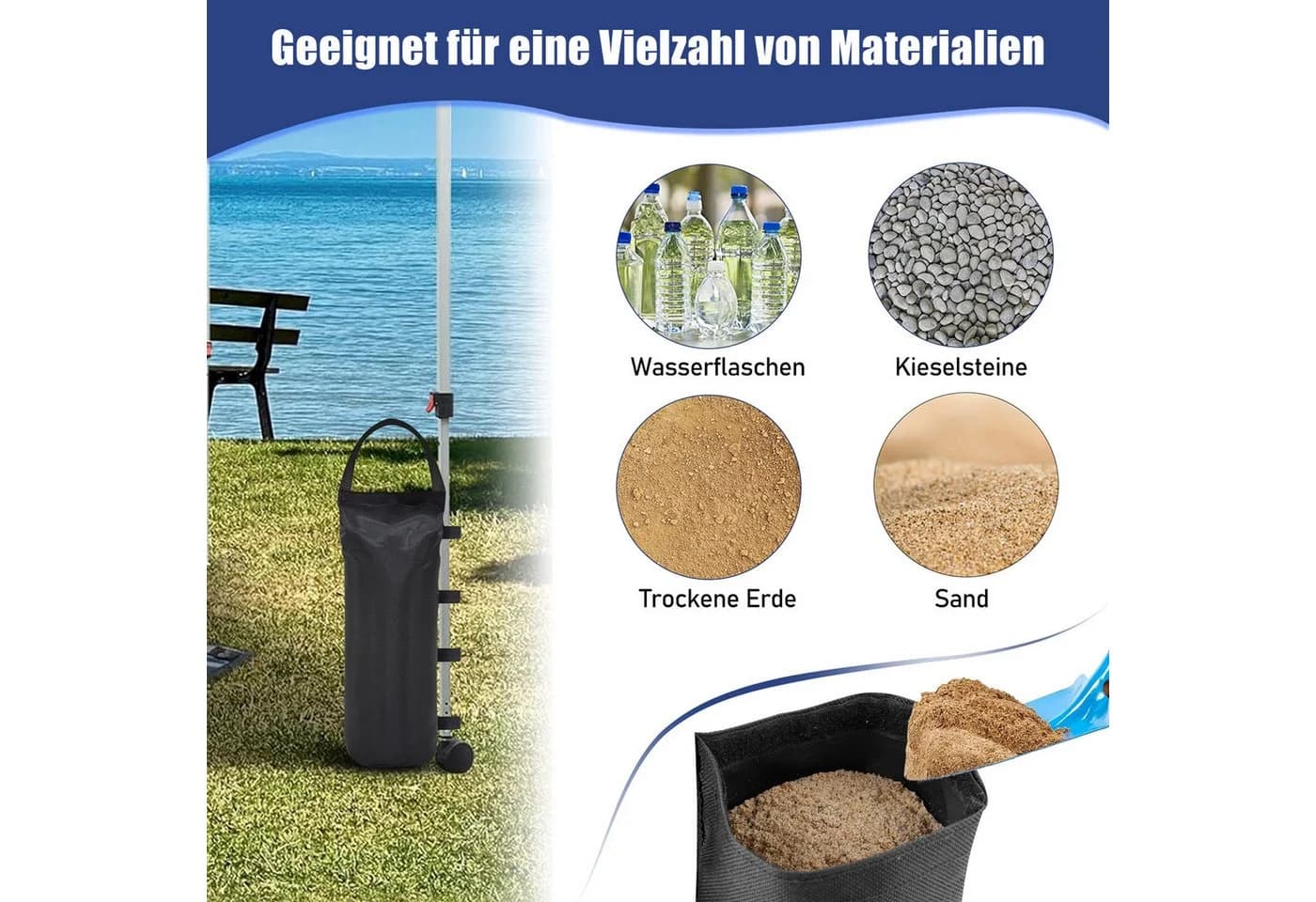 HUGERSTONE Pavillon-Sandsäcke 4er Set mit Tragegriff - Bild 3
