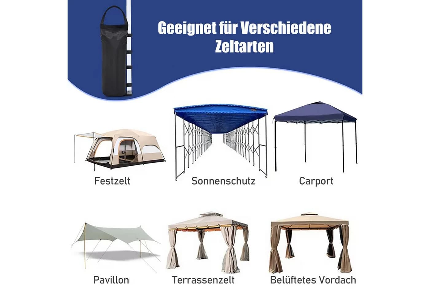 HUGERSTONE Pavillon-Sandsäcke 4er Set mit Tragegriff - Bild 5
