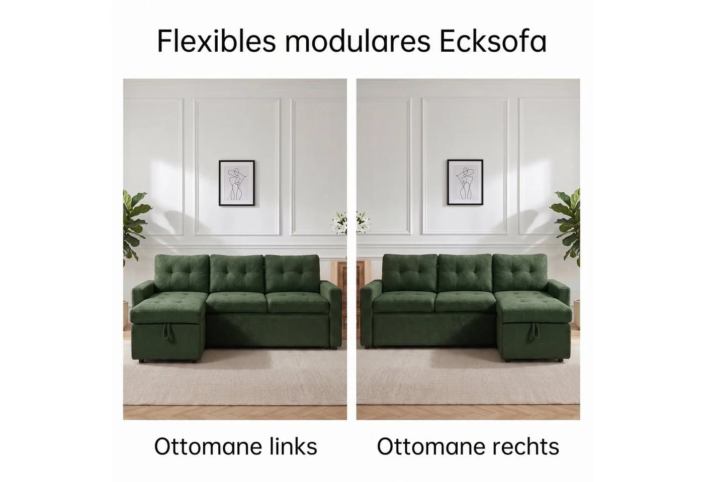 Jiexi Schlafsofa L-Form mit Schlaffunktion & Bettkasten - Bild 4