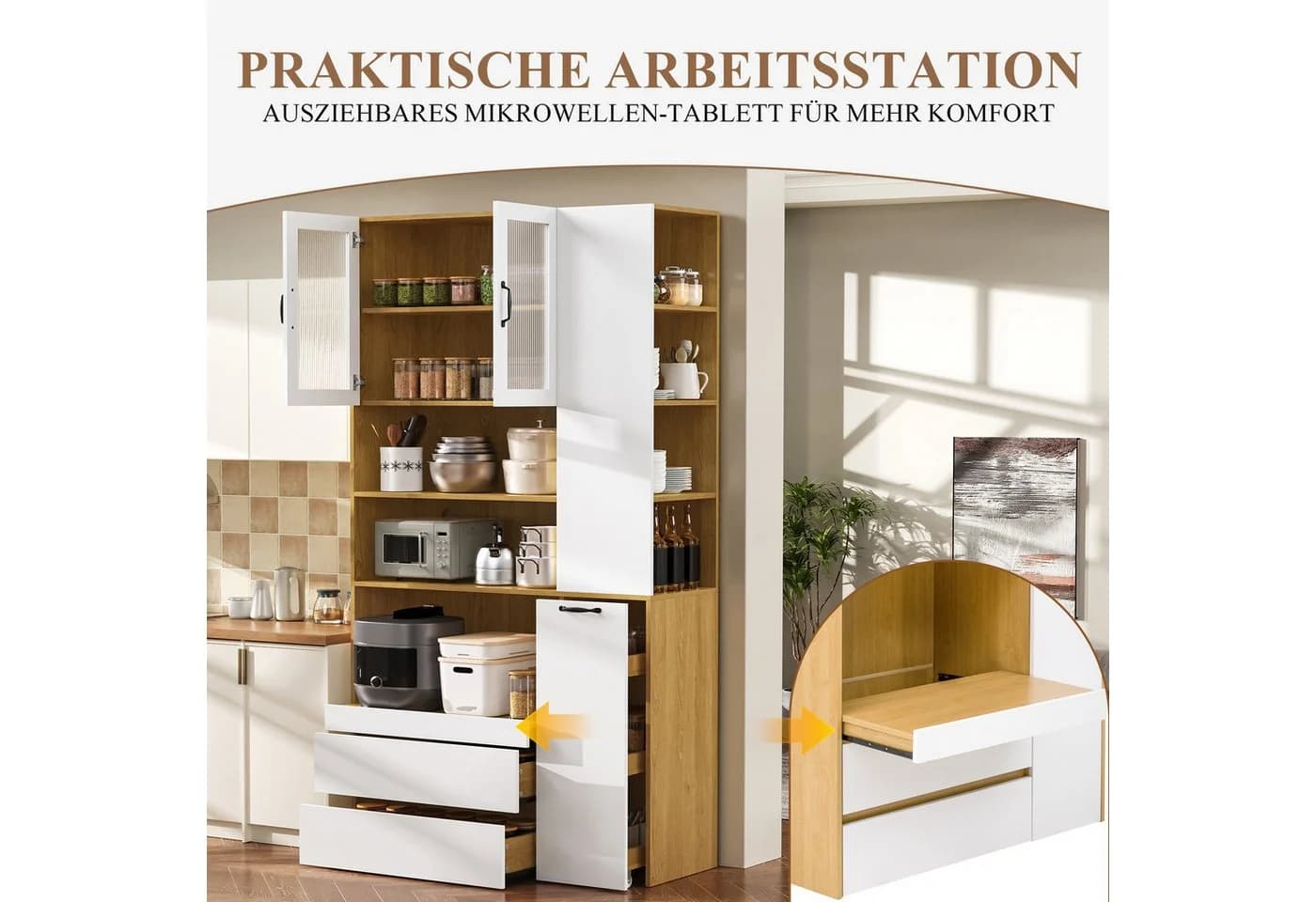 SeedWave Küchenbuffet mit Glastüren & Schubladen - Bild 4