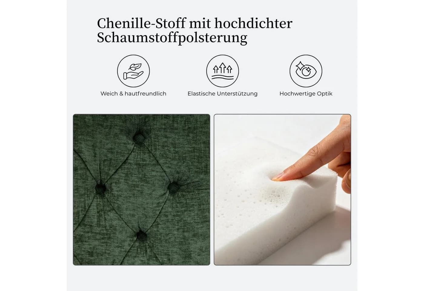 SeedWave Esszimmerstuhl Chenille Grün Massivholz - Bild 4