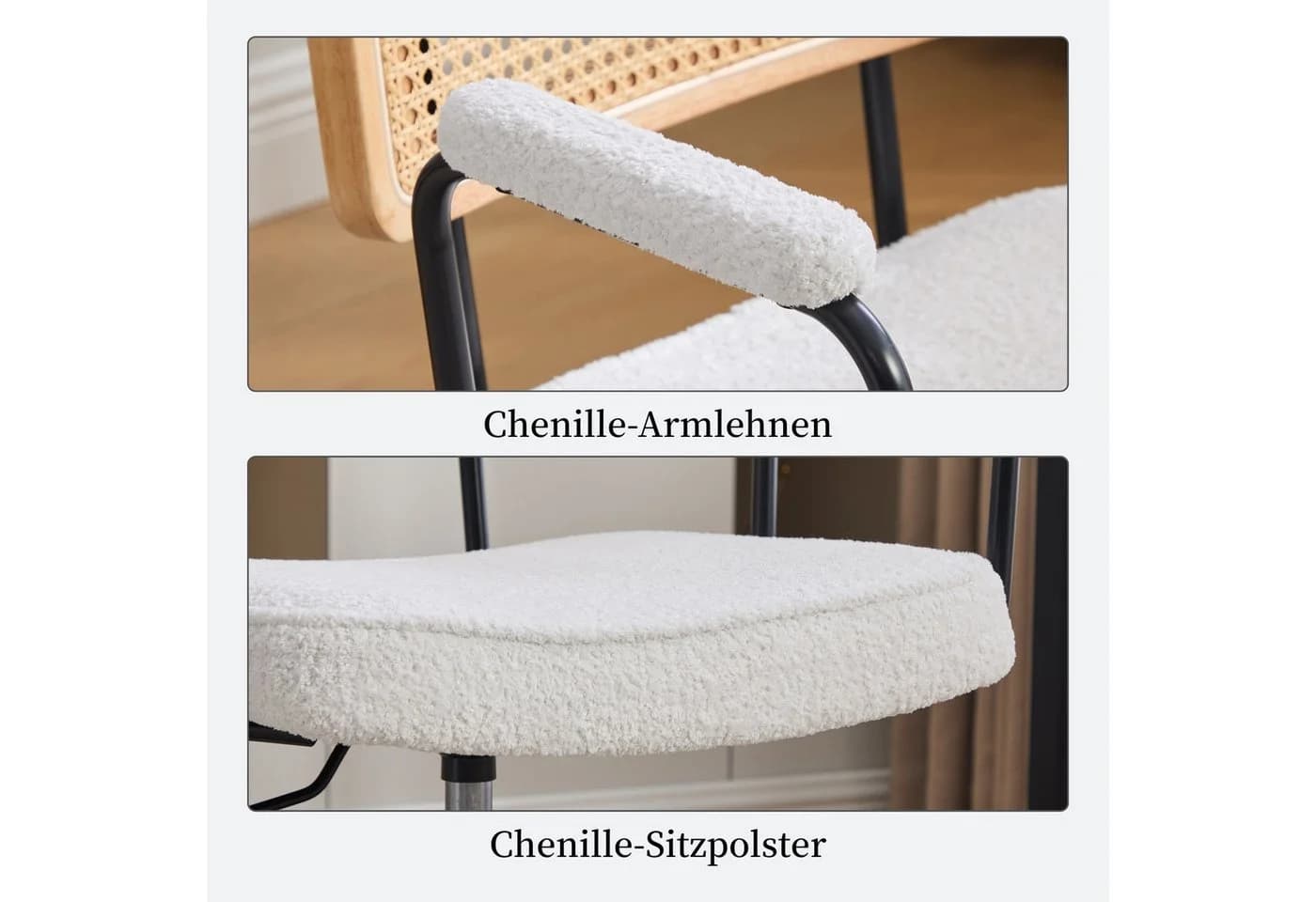 SeedWave Bürostuhl Rattan-Rückenlehne Chenille Schwarz Industrial - Bild 4