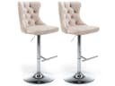 SeedWave Barhocker 2er Set Beige Samt Höhenverstellbar Bild 2