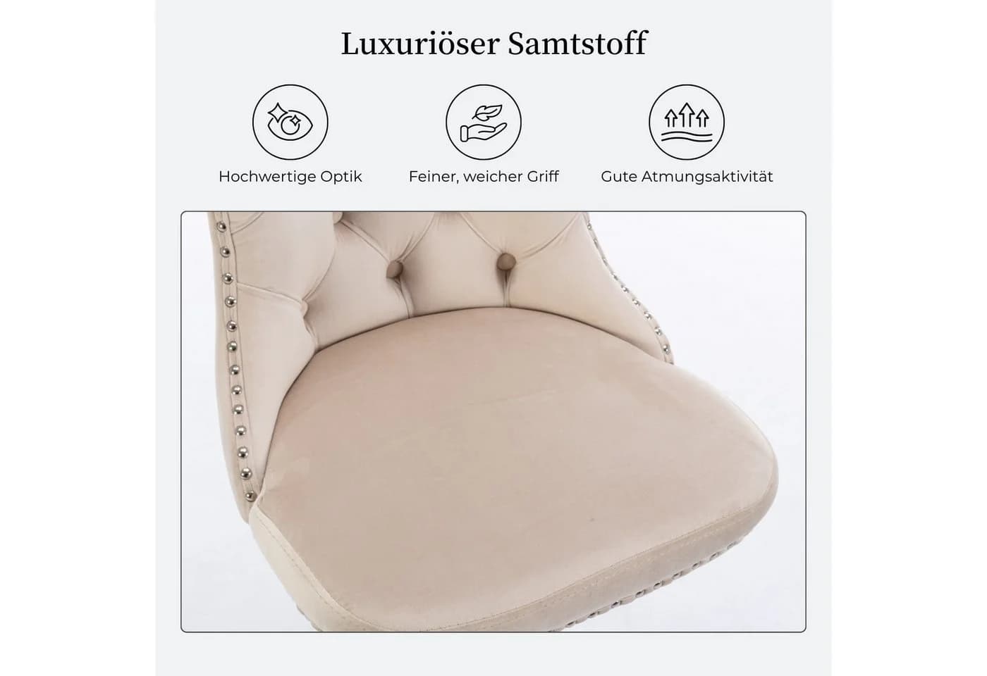 SeedWave Barhocker 2er Set Beige Samt Höhenverstellbar - Bild 5