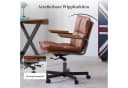 SeedWave Bürostuhl Industrial Design Echtleder Eichenholz-Armlehnen braun Bild 5