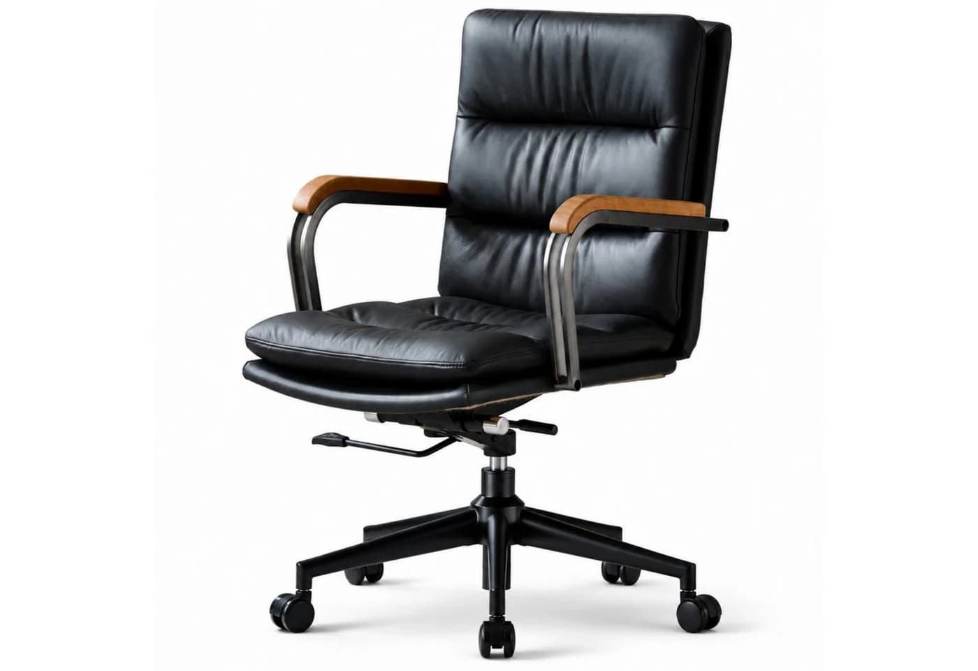 SeedWave Chefsessel Echtleder Industrial-Stil mit Holz-Armlehnen - Bild 2