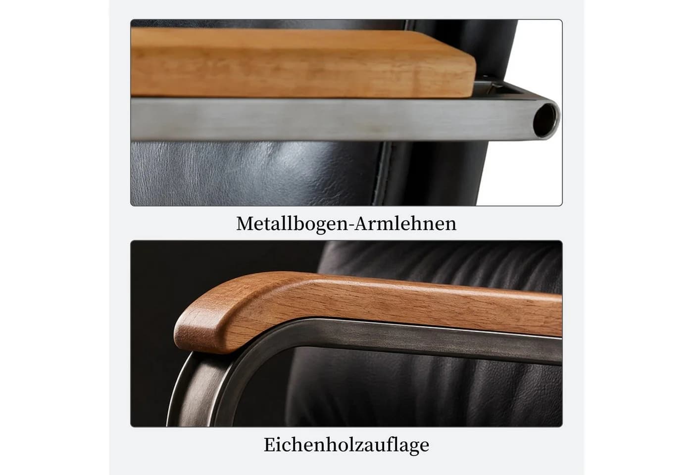 SeedWave Chefsessel Echtleder Industrial-Stil mit Holz-Armlehnen - Bild 5