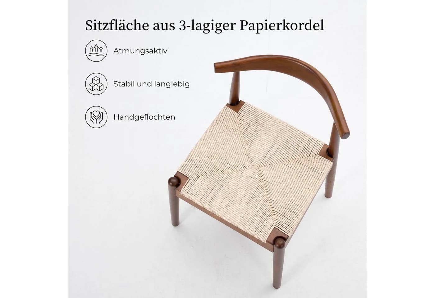 SeedWave Esszimmerstuhl 2er Set Papierkordel Gummibaumholz - Bild 3