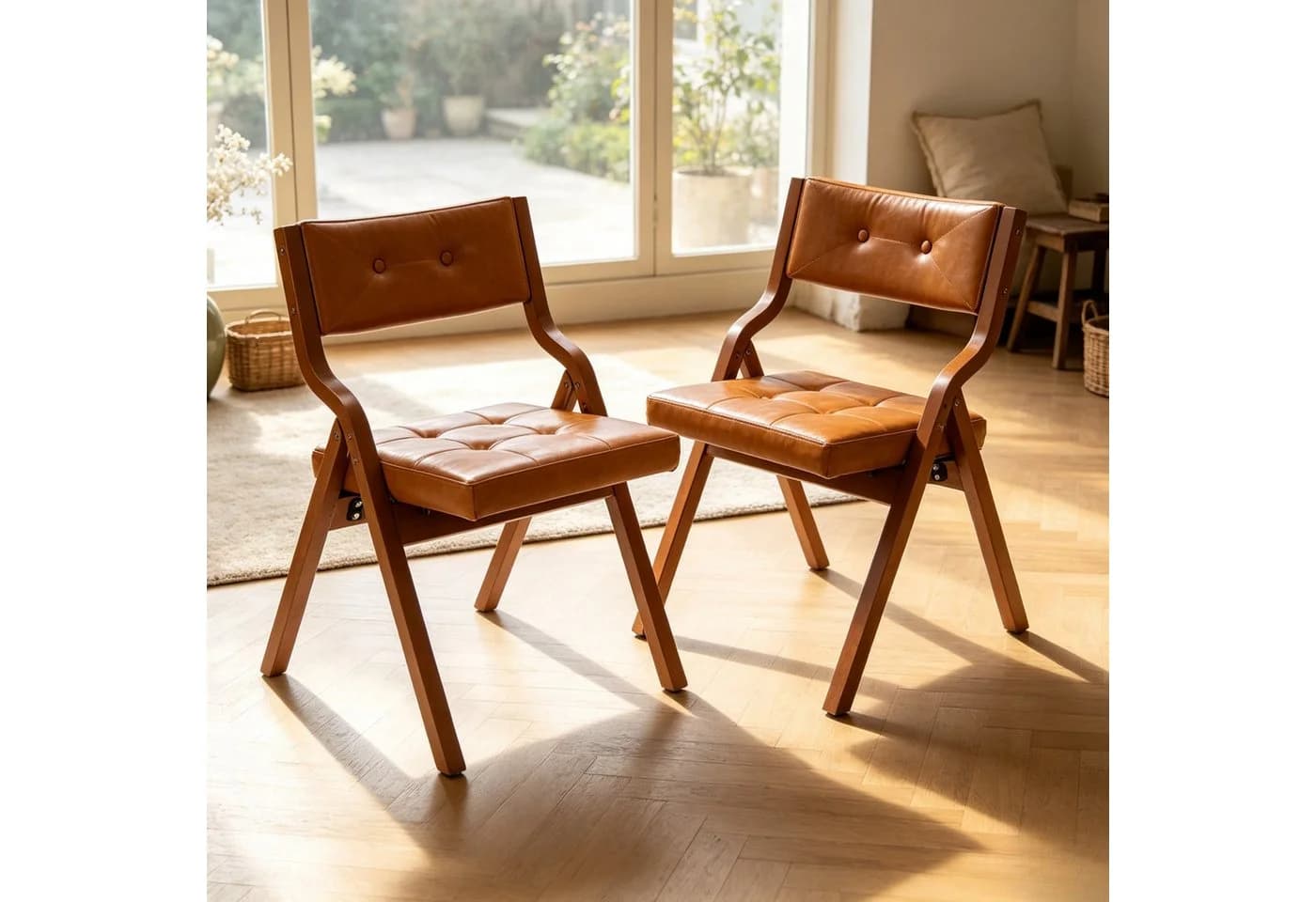 SeedWave Esszimmerstuhl 2er Set Klappstühle Kunstleder Vintage