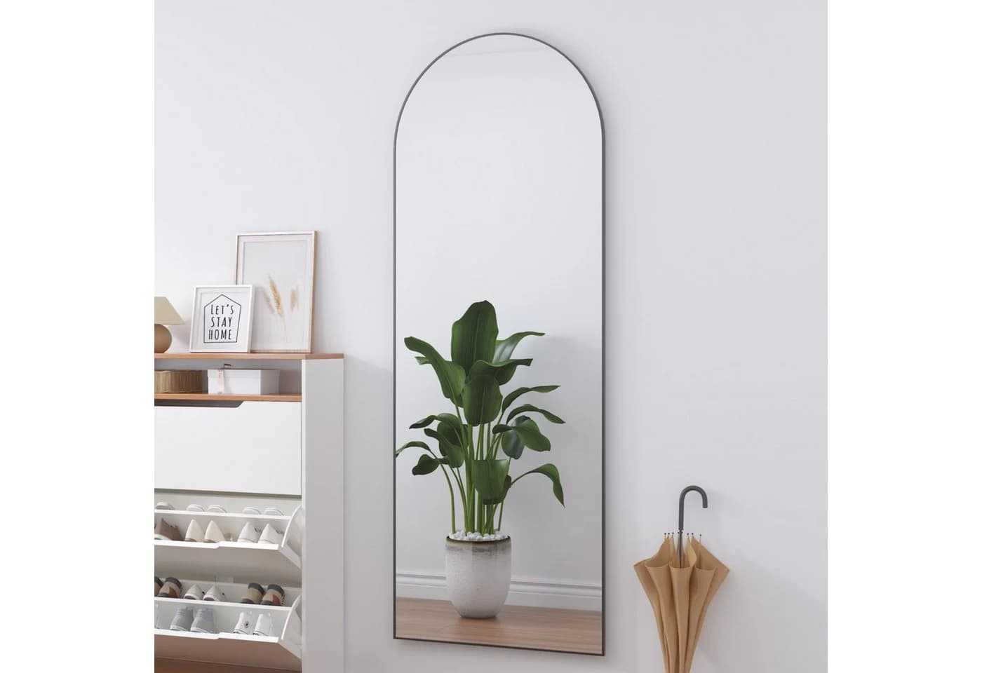 CASSILANDO Ganzkörperspiegel Gewölbter Bodenspiegel 162x53 cm Alu-Rahmen - Bild 2