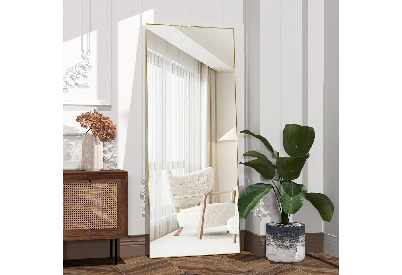 Elemango Ganzkörperspiegel 165x60cm Gold Minimalistisches Design - Bild 5