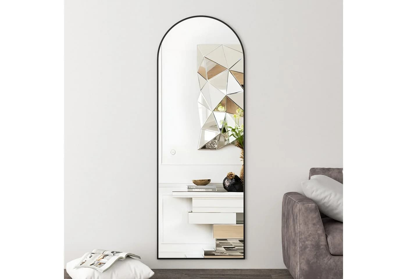 Elemango Ganzkörperspiegel Gewölbt Alu-Rahmen 161x52cm - Bild 3