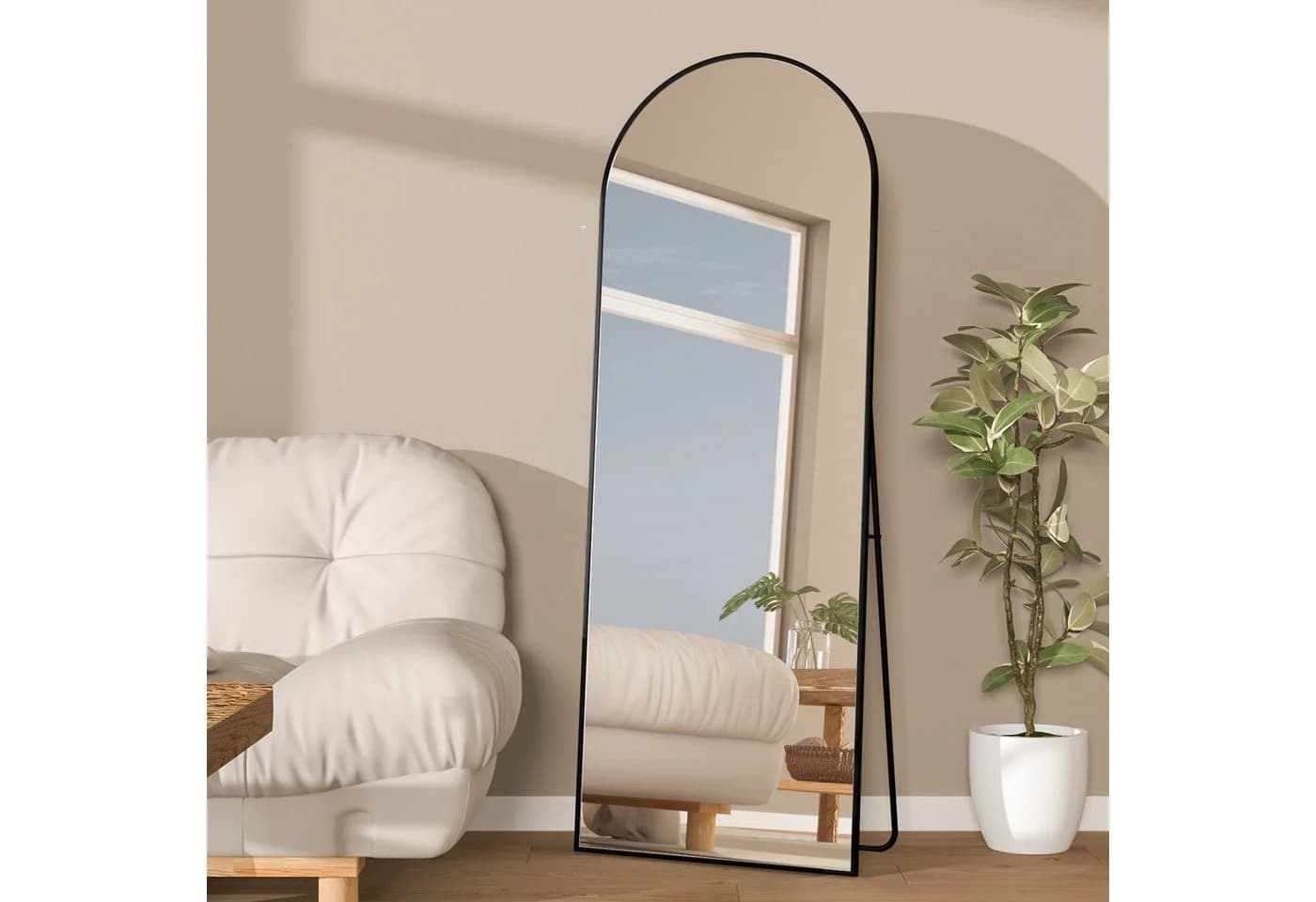 Elemango Ganzkörperspiegel Gewölbt Alu-Rahmen 161x52cm - Bild 5