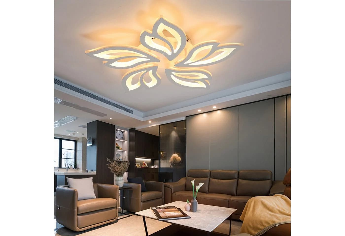 LETGOSPT Deckenleuchte Blumenförmiges Design LED Dimmbar Fernbedienung