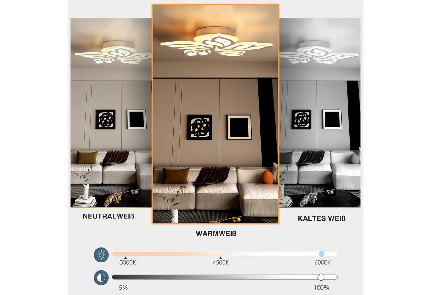 LETGOSPT Deckenleuchte Blumenförmiges Design LED Dimmbar Fernbedienung - Bild 3