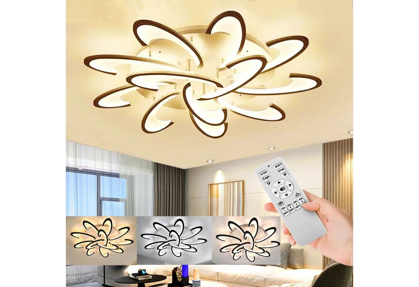 oyajia LED Deckenleuchte 120W Dimmbar mit Fernbedienung Blumenförmig - Bild 2