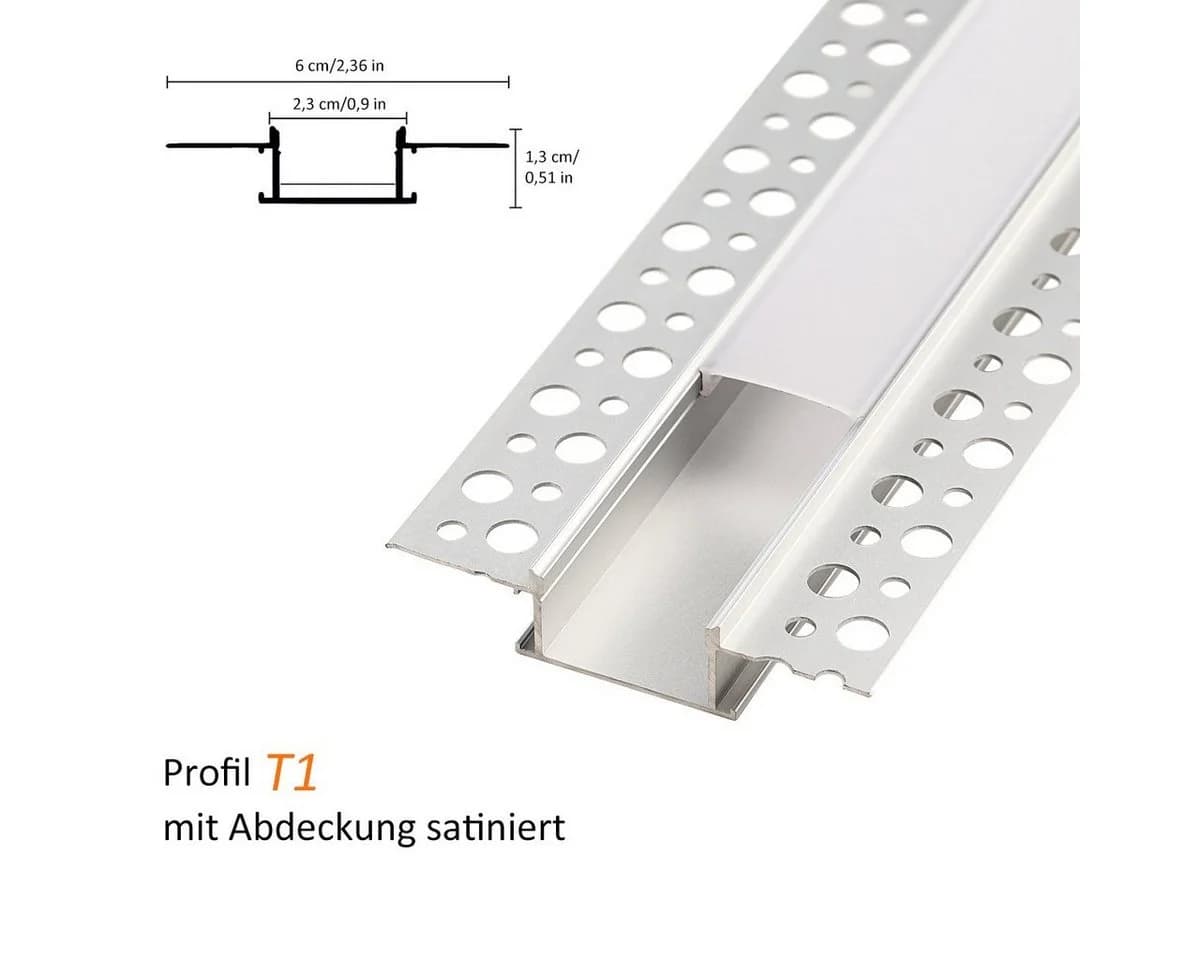 oyajia LED-Stripe-Profil 2x LED Aluprofil Aluminium Profile 1m - Bild 4