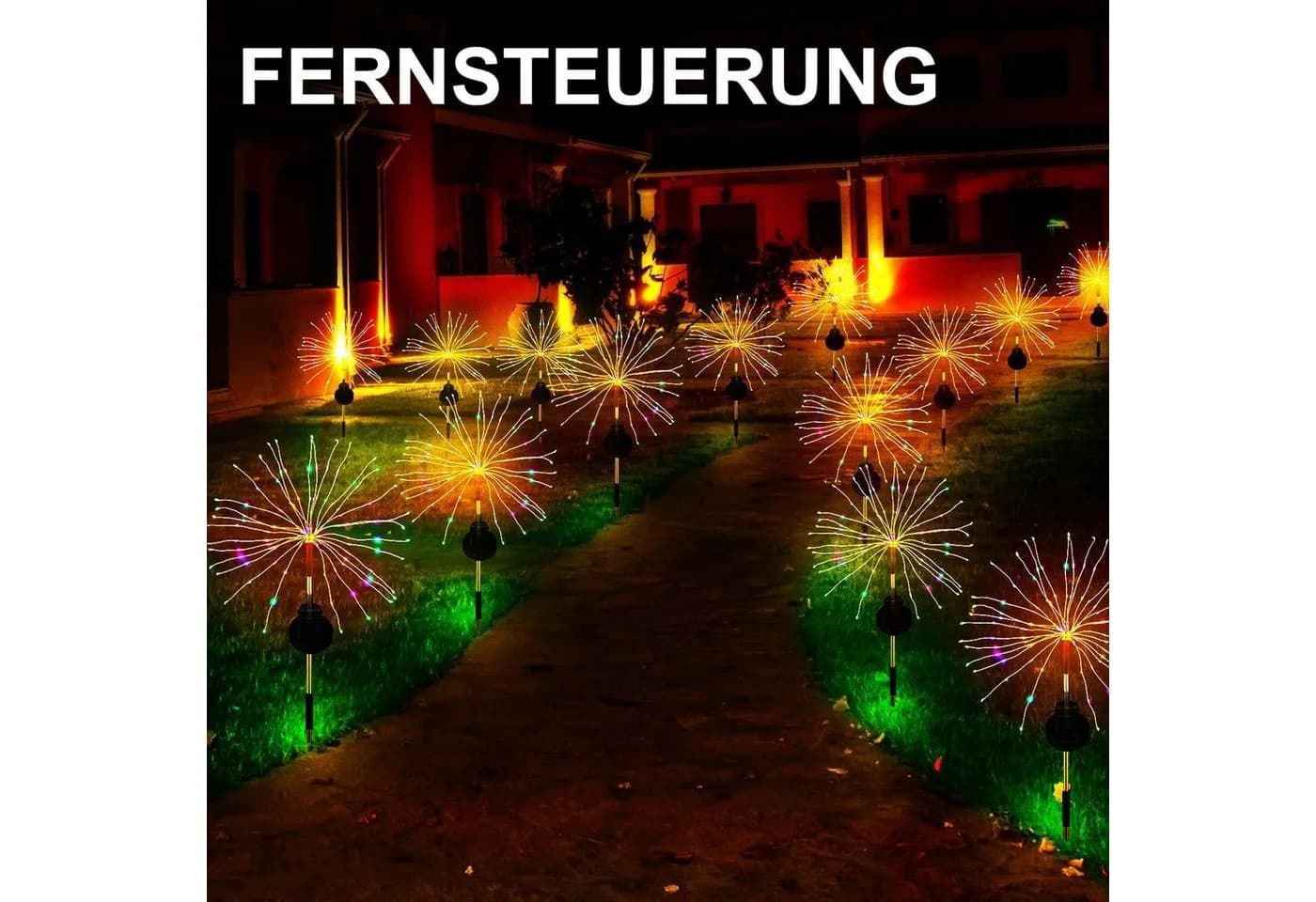 oyajia LED Solarleuchte 120 LEDs Feuerwerk Lichterkette Bunt - Bild 4