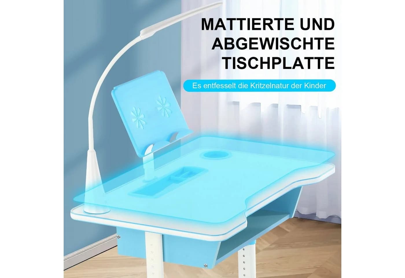 WILGOON Kinderschreibtisch Set mit Lampe & Schublade Blau - Bild 5