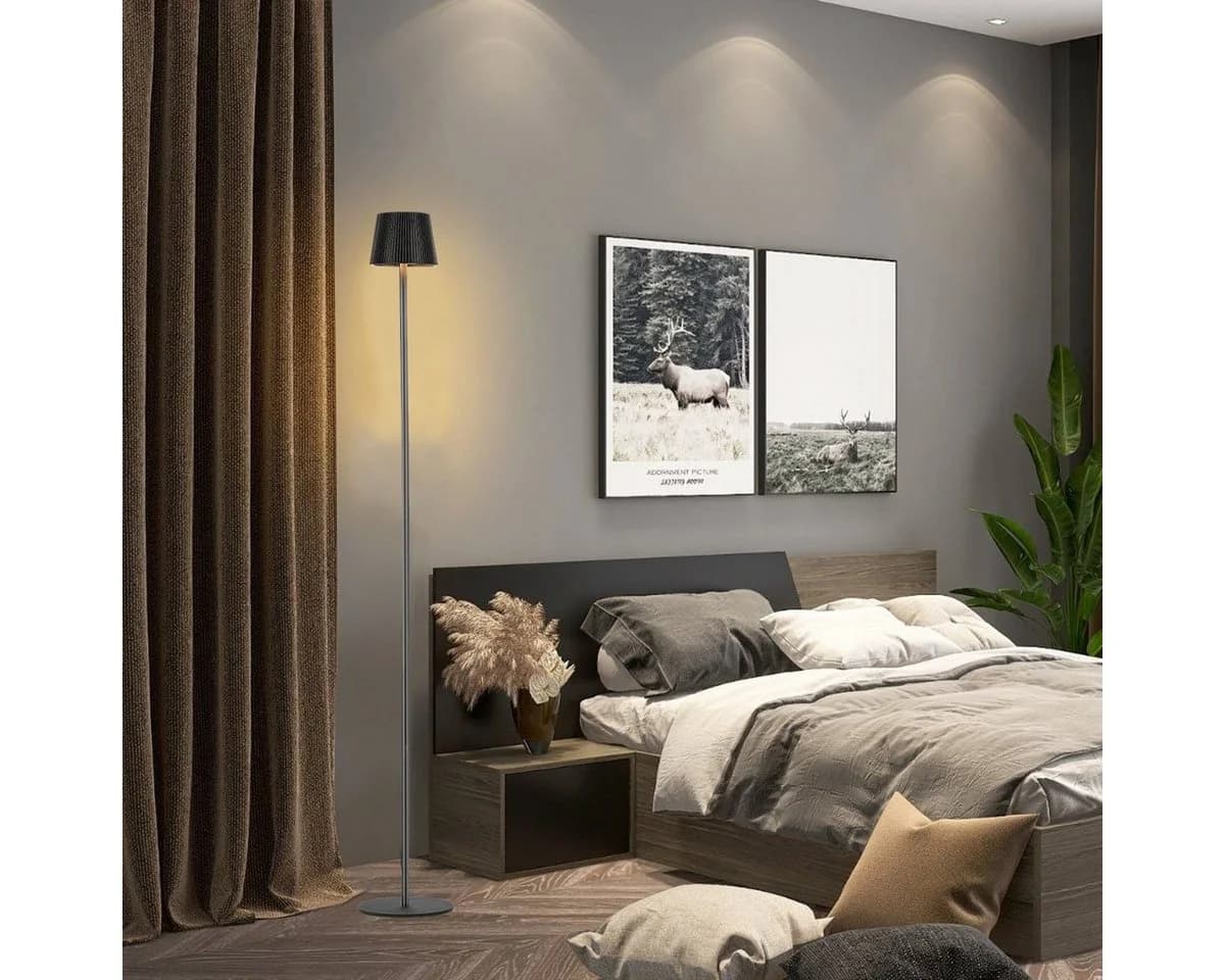 oyajia Stehlampe 3-in-1 Kabellos LED Dimmbar Schwarz
