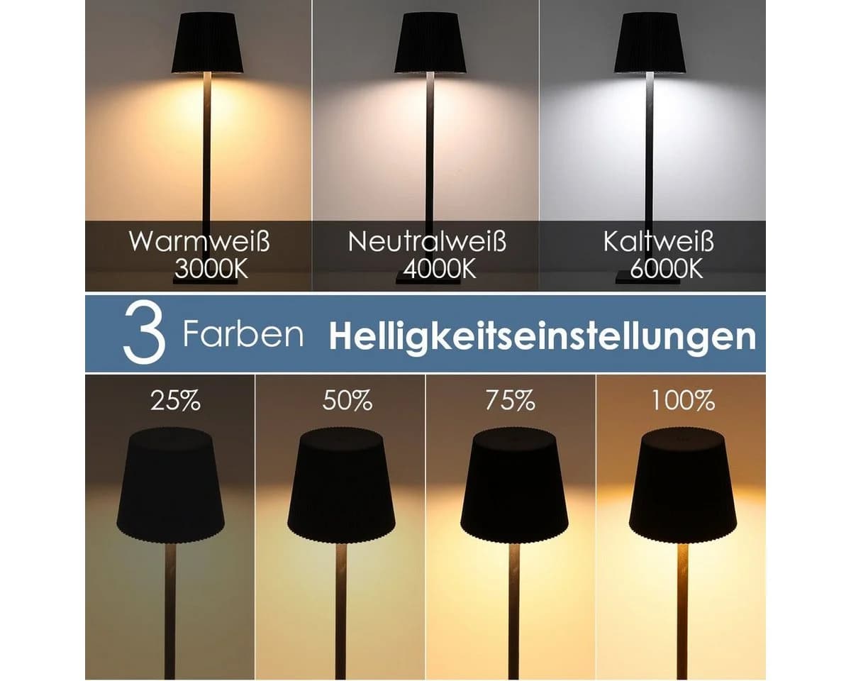 oyajia Stehlampe 3-in-1 Kabellos LED Dimmbar Schwarz - Bild 5