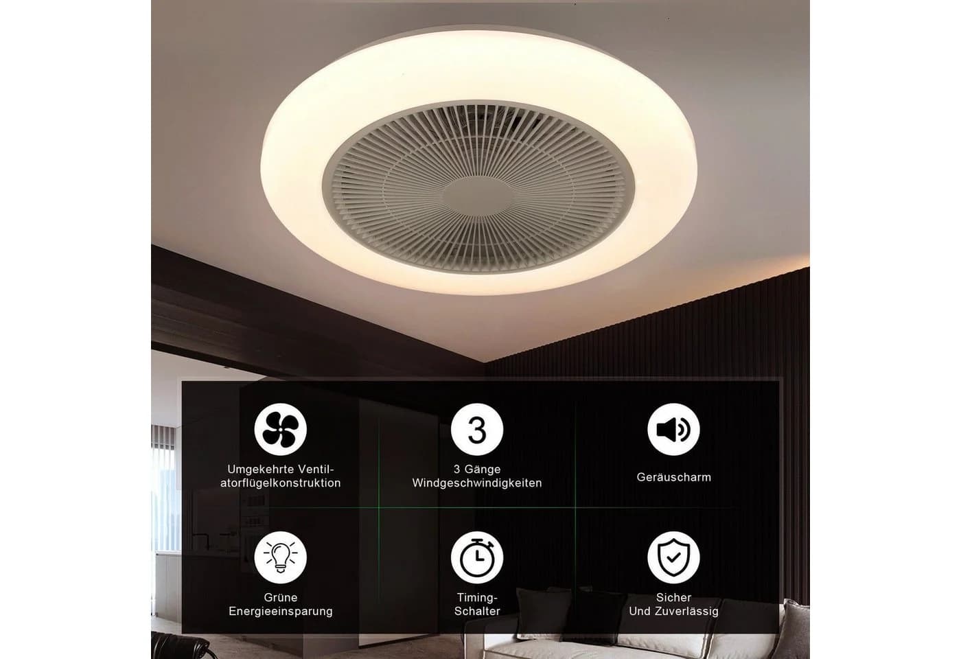 LETGOSPT Deckenleuchte Deckenventilator mit RGB Farbwechsel und Bluetooth - Bild 4