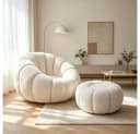 Muxing Loungesessel Teddy-Stoff Beige Modernes Design Bild 2