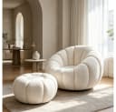 Muxing Loungesessel Teddy-Stoff Beige Modernes Design Bild 4