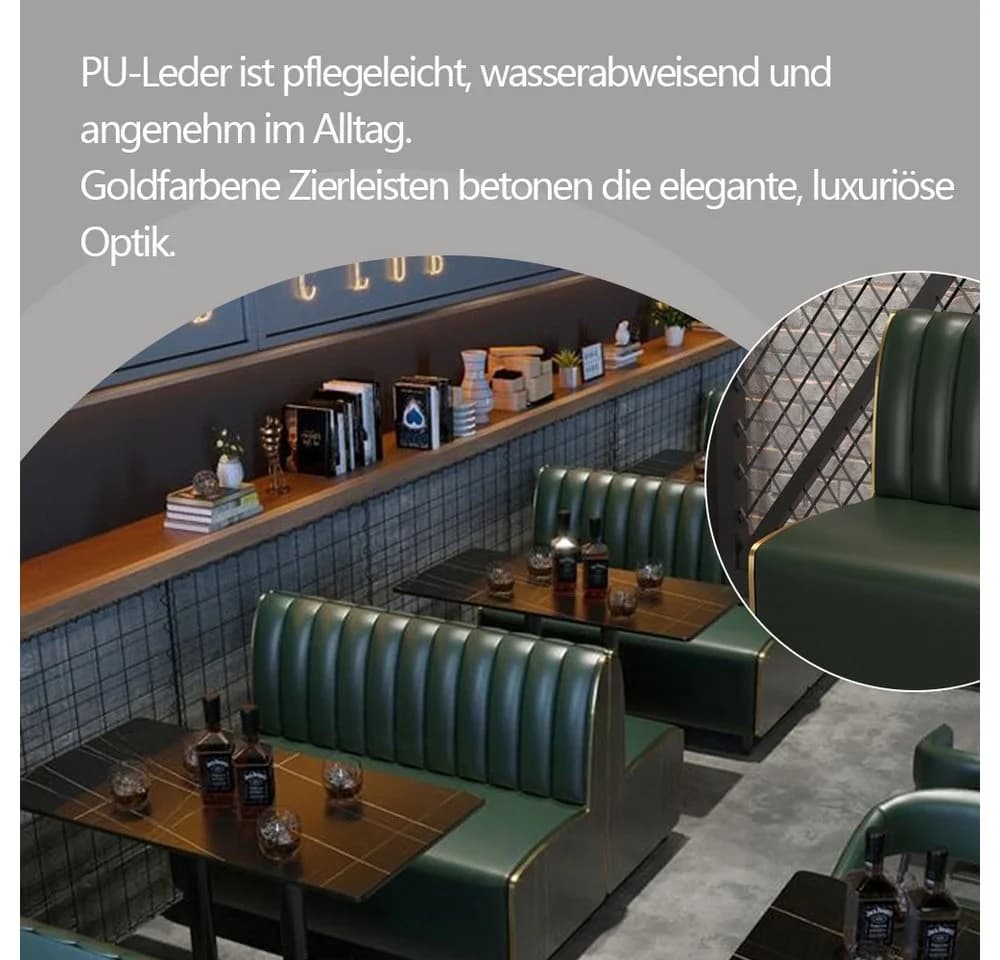 Muxing 2-Sitzer Gastronomie Sitzbank Retro PU-Leder Dunkelgrün - Bild 5