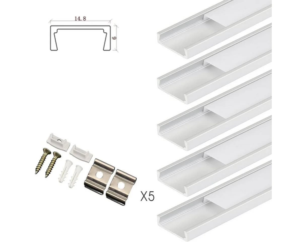 oyajia LED-Stripe-Profil 5x Aluprofil 1m mit milchiger Abdeckung - Bild 5