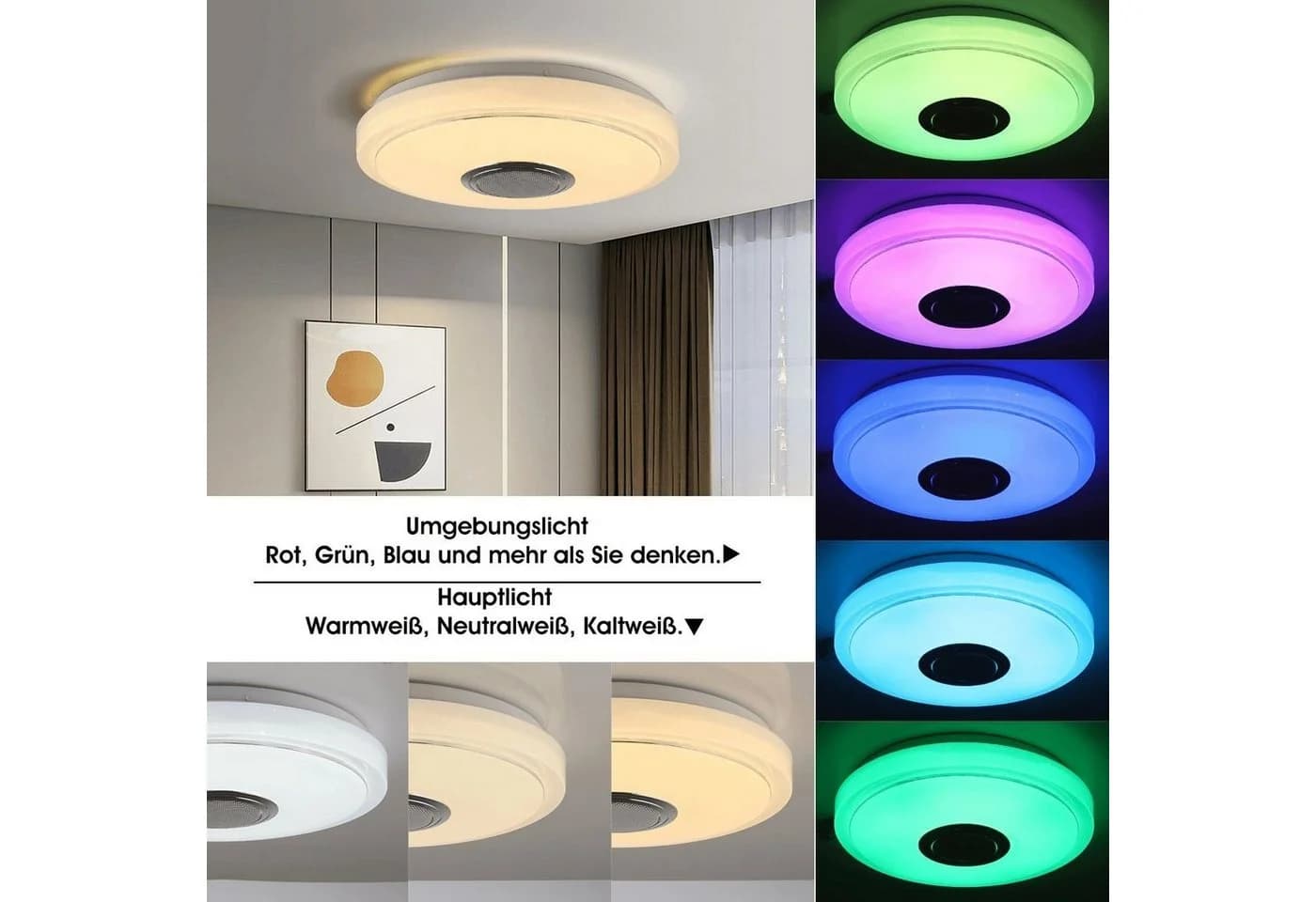 LETGOSPT Deckenleuchte LED RGB Bluetooth Lautsprecher 30cm - Bild 4