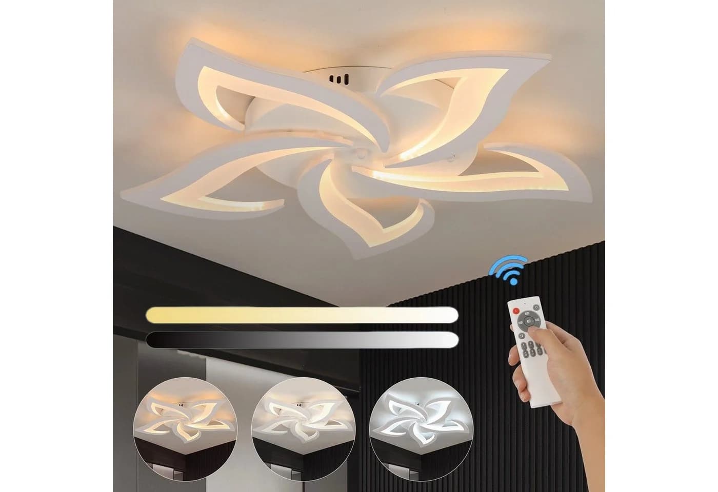 LETGOSPT Deckenleuchte 50W LED Deckenleuchte Dimmbar Wohnzimmerlampe mit Fernbedienung - Bild 2