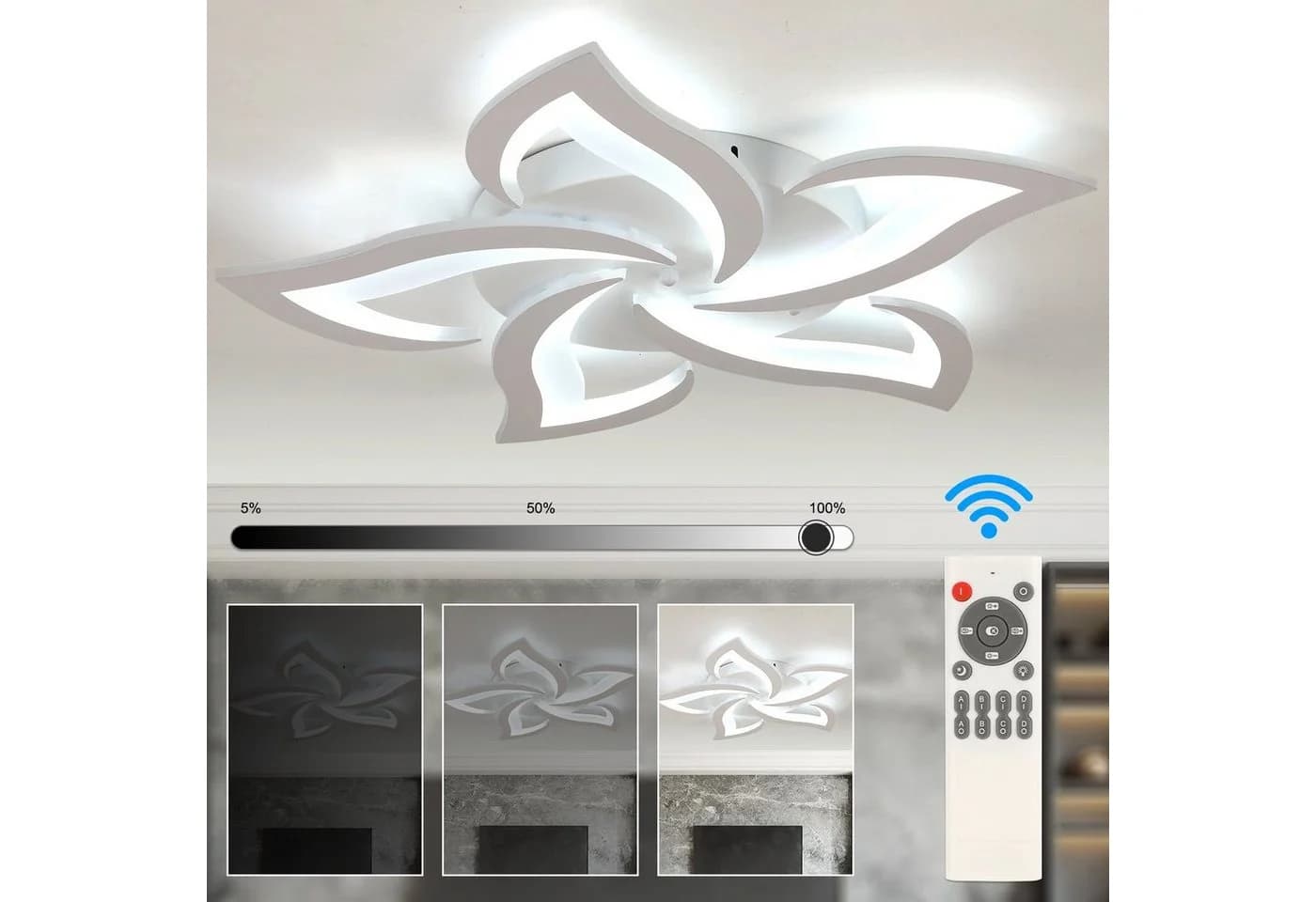 LETGOSPT Deckenleuchte 50W LED Deckenleuchte Dimmbar Wohnzimmerlampe mit Fernbedienung - Bild 4
