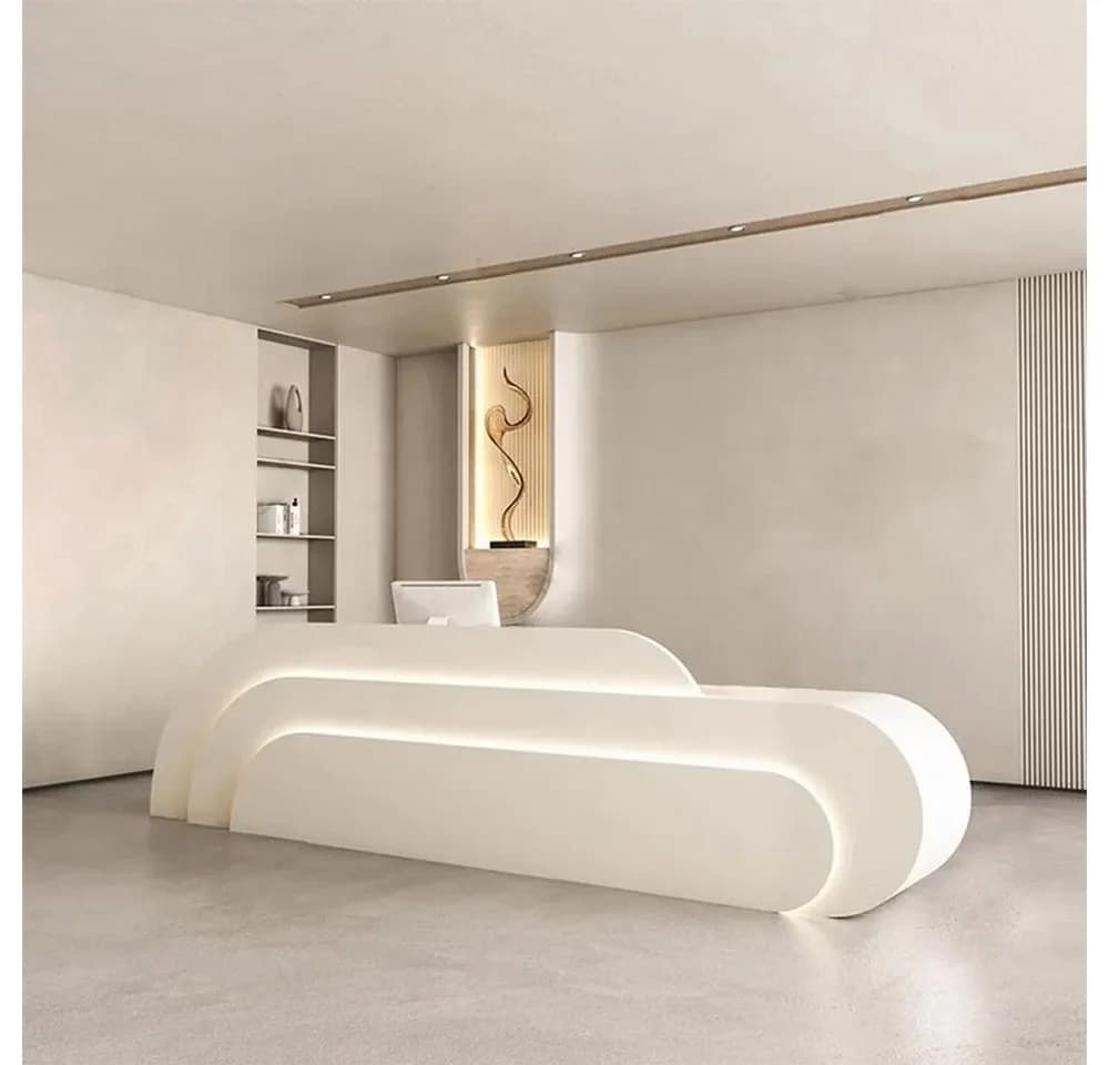 Muxing Empfangstheke mit LED und Stauraum Beige/Weiß