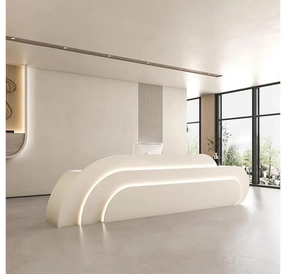 Muxing Empfangstheke mit LED und Stauraum Beige/Weiß - Bild 3