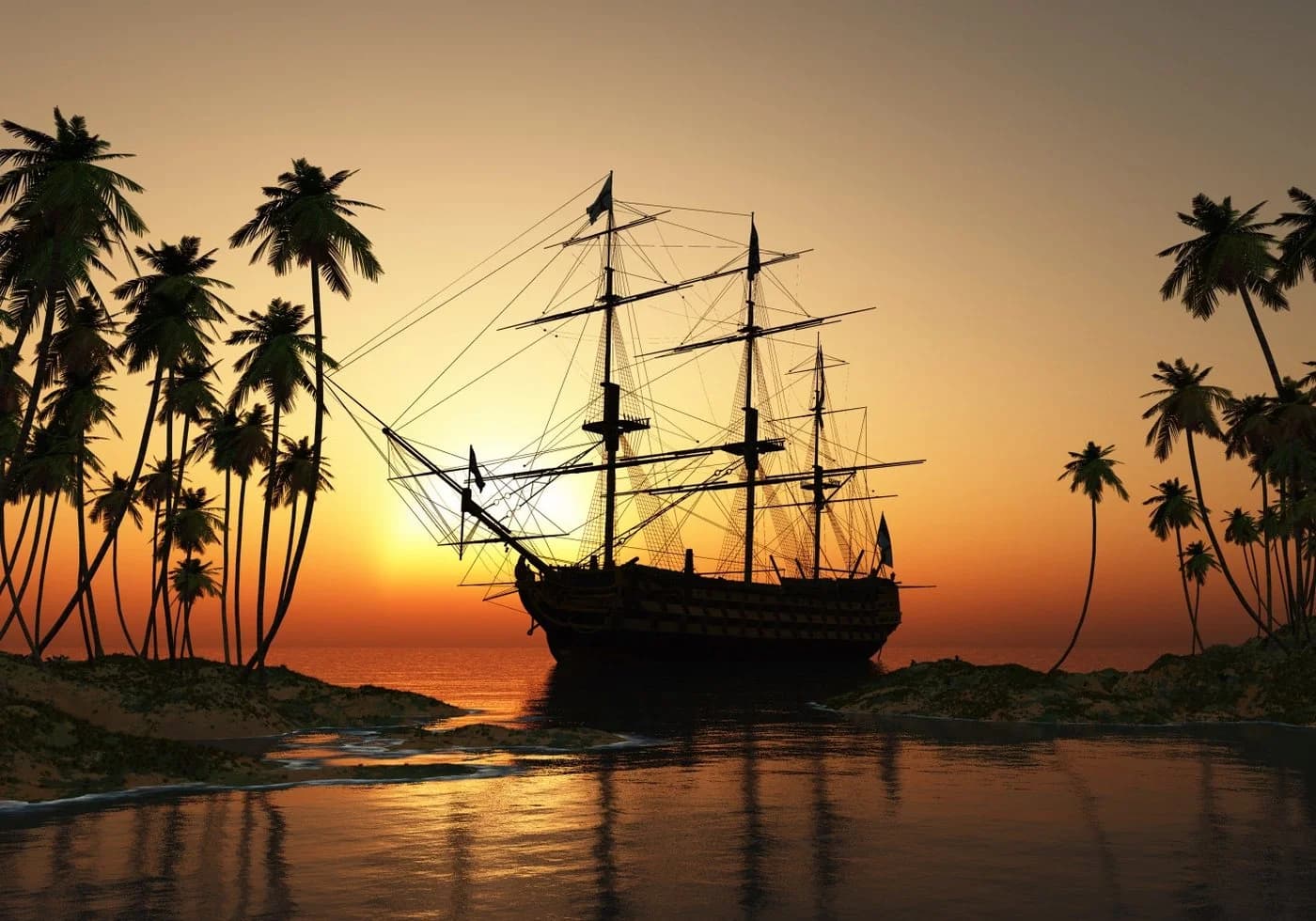 LYSCO Poster XXL Segelschiff Meer Strand Küste 100x70 cm
