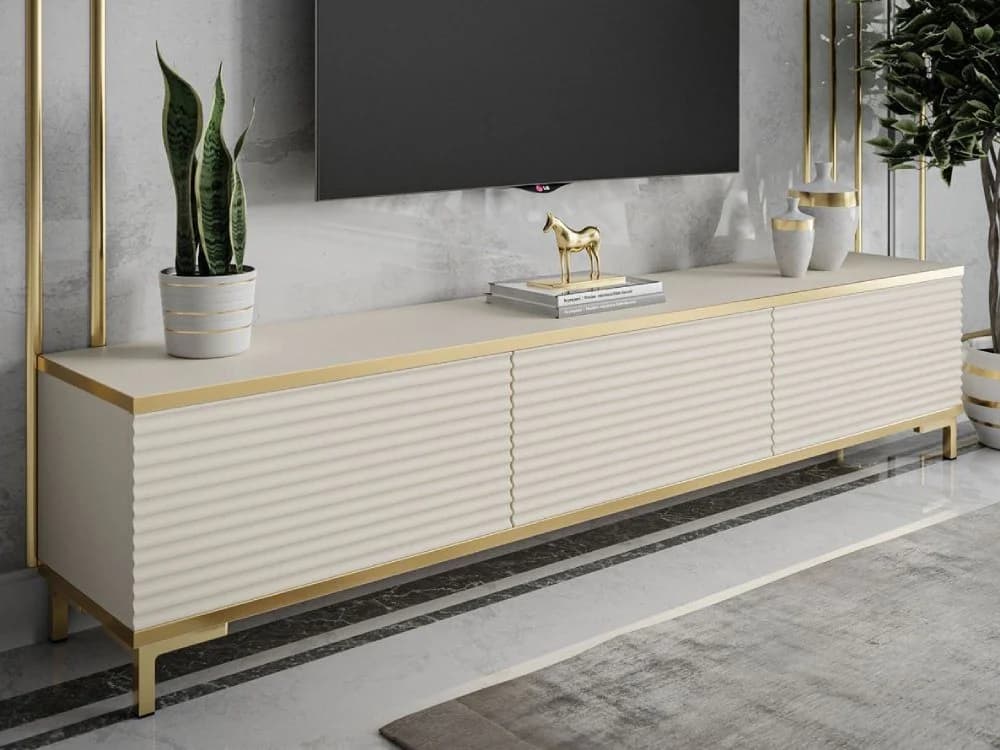 Moderner TV-Schrank aus Holz in Gold - Bild 2
