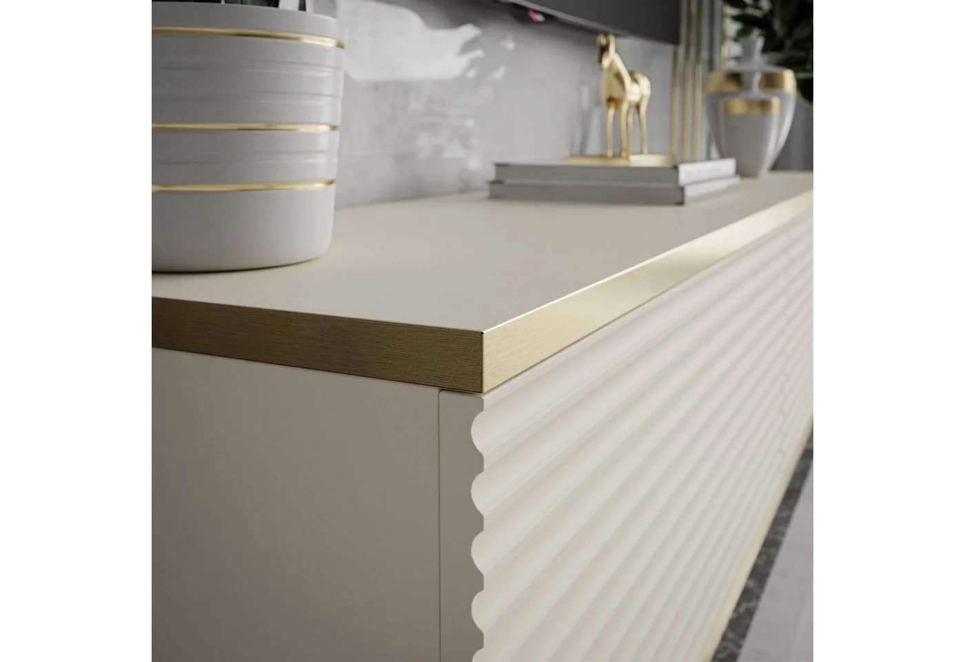 Moderner TV-Schrank aus Holz in Gold - Bild 3