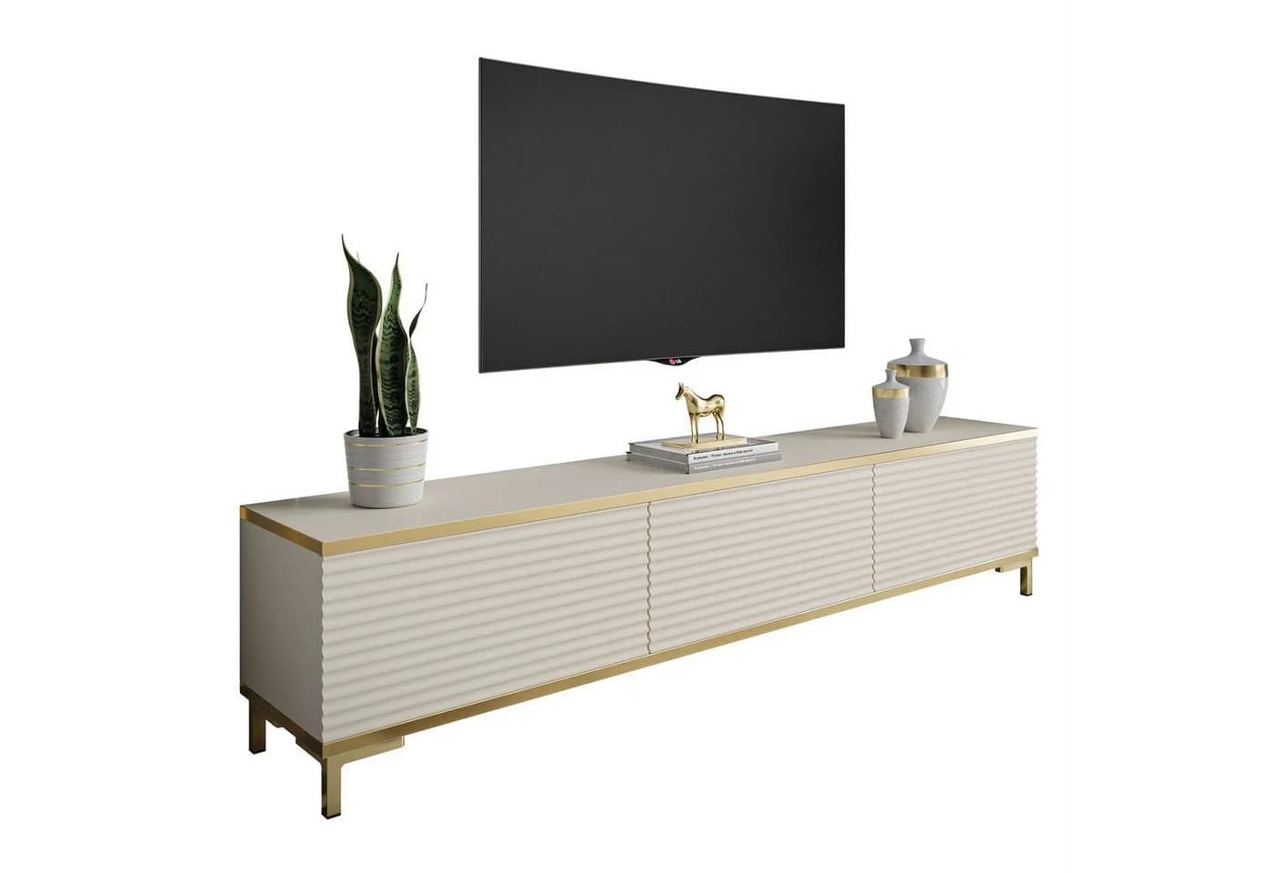 Moderner TV-Schrank aus Holz in Gold - Bild 4