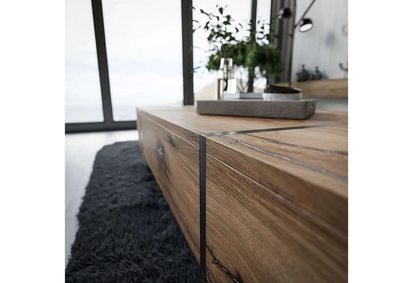 ALLHOUSE24 Wohnzimmer-Set Flagstaff Eiche Schwarz 3-tlg. - Bild 4