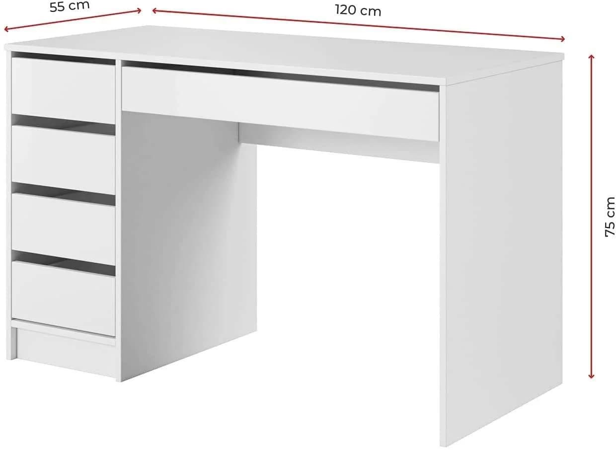ALLHOUSE24 Schreibtisch INOX Weiß Matt oder Hochglanz 120 cm Breite - Bild 3