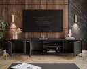 ALLHOUSE24 Lowboard LARA II Anthrazit mit goldenen Griffen TV Schrank Bild 1